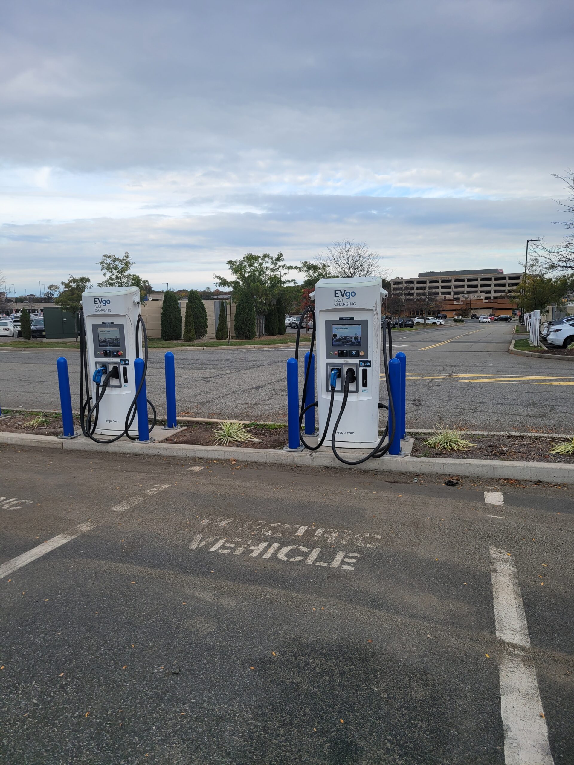 EVgo DC fast charging stall in a shopping center parking lot