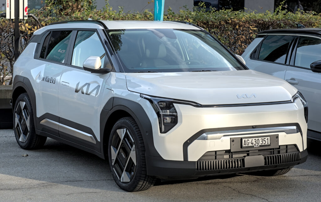 Kia EV3 electric compact SUV, front right view