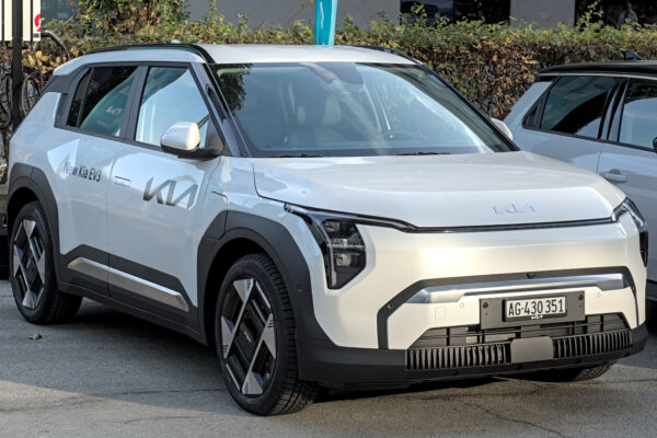 Kia EV3 electric compact SUV, front right view