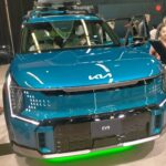 Kia EV9 three-row electric SUV on display