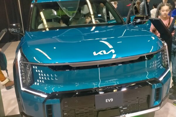 Kia EV9 three-row electric SUV on display