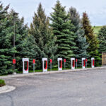 Tesla Supercharger network stalls at a multi-stall charging site